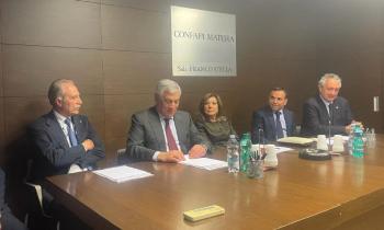 Il Ministro degli Esteri Tajani, il Ministro per le Riforme Istituzionali Casellati, l’On. Barelli e il Presidente Bardi in visita presso la sede di Confapi Matera