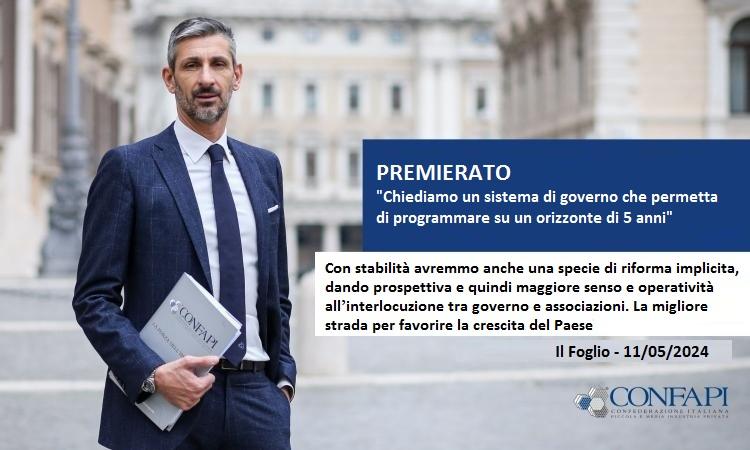 PREMIERATO: INTERVISTA DEL PRESIDENTE CAMISA SU IL FOGLIO