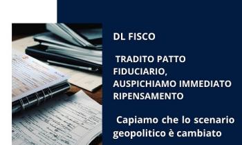 DL FISCO. CONFAPI: TRADITO PATTO FIDUCIARIO, AUSPICHIAMO IMMEDIATO RIPENSAMENTO