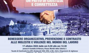 API ORGANIZZA UN CONVEGNO SUL BENESSERE ORGANIZZATIVO E LA PREVENZIONE DELLE MOLESTIE E VIOLENZE NEL MONDO DEL LAVORO. 17 OTTOBRE DALLE ORE 9.30 PRESSO IL CASTELLO DI NOVARA